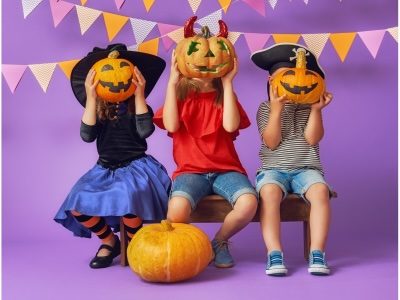 Children with pumpkins